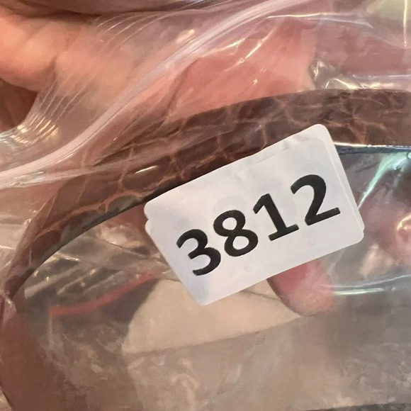 Vtg Reptile Veritable Belt Brown Snakeskin Skinny Leather Gold Plate Buckle 1/2" - Picture 12 of 12